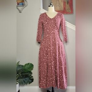 Pact Fit and Flare Midi Dress Organic Cotton Floral Size Small NWT